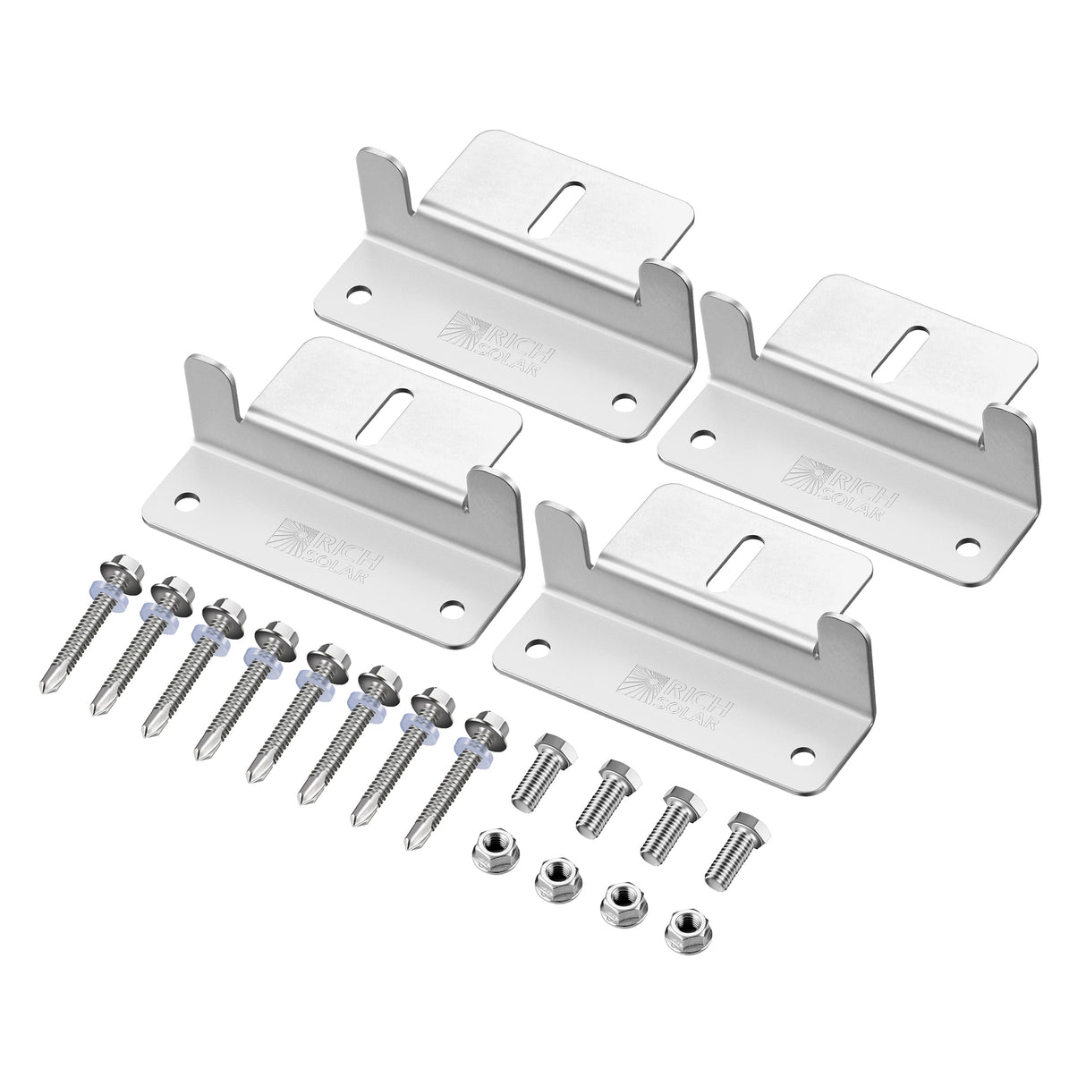 RICH SOLAR RS-ZB4C silver four-bracket pack with hardware